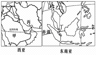 读"西亚东南亚地区图,完成 20-21 题.