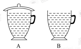 在炎热的夏天中午,取两只相同的茶杯,盛入等量清水,将a杯盖上杯盖,b杯