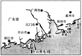 台山核电站位置示意图