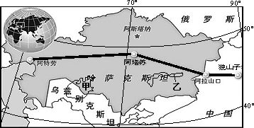 读中哈石油管道示意图,回答下题.