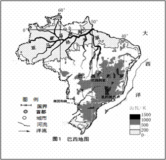 日,第31届夏季奥运会将在巴西的里约热内卢举行.读图1,回答第1～3题.