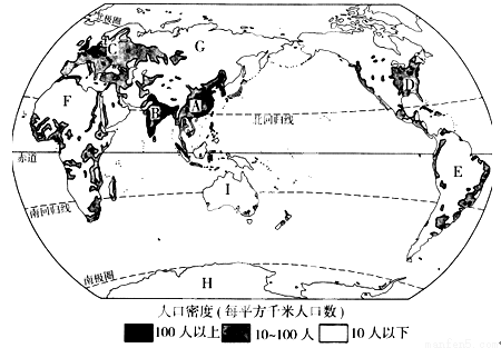 (2)从纬度位置分析世界人口稠密的地区主