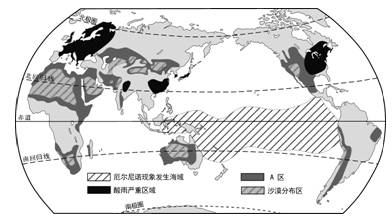 下图是"部分全球性生态环境问题分布图,读图完成下列问题.