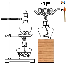 做如图所示实验:加热烧瓶中的水使之沸腾,水蒸气通过加热的铜管喷出