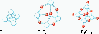 白磷(p 4)的分子结构,三氧化二磷(p 4 o 6)的分子结构和五氧化二磷