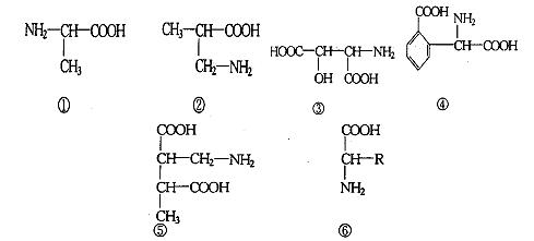 下列物质中,找出构成生物体蛋白质的氨基酸,若这些氨基酸脱水缩合形成