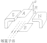 磁流体发电机的发电原理如图所示:将一束等离子体(即高温下电离的气体