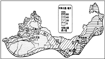 读"我国西北地区降水量分布图,回答问题.