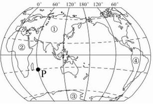 读世界海陆分布图,完成   ～   题.