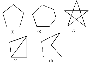 下面的图形中,哪几个是五边形?