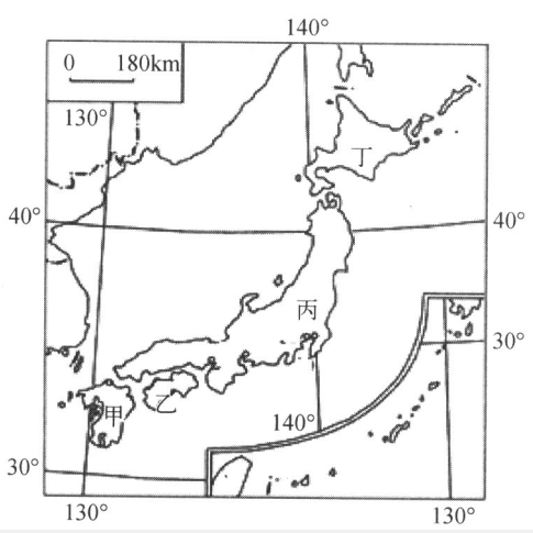 读日本轮廓示意图完成13题1日本四大岛屿中热量最为丰富的是a甲b乙c丙