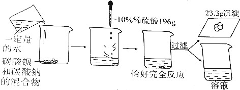 如图,向碳酸钡和碳酸钠的混合物中加水后再滴加硫酸溶液,直到恰好完全