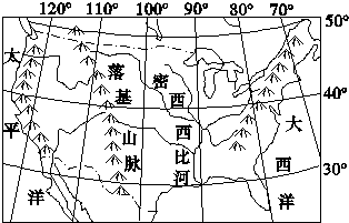 读美国本土示意图,回答10～12题依据下图信息,可推