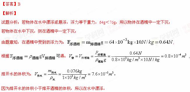 因為漂浮,所以物體的重力等於浮力(排開水的重力),則