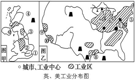 【下图分别为英国和美国工业分布示意图读图回答相关问题