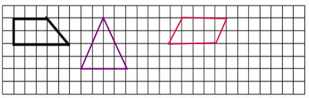 在下面格子图中,分别画一个三角形,一个平行四边形,使它们的面积都与
