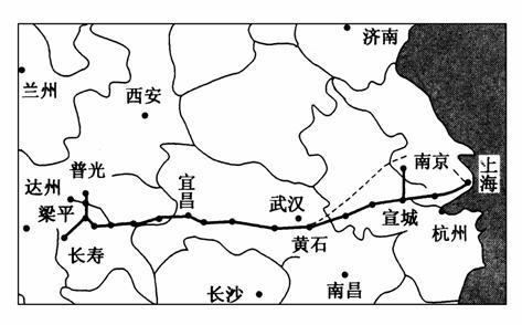 读图,回答问题 川气东送工程主干道示意图