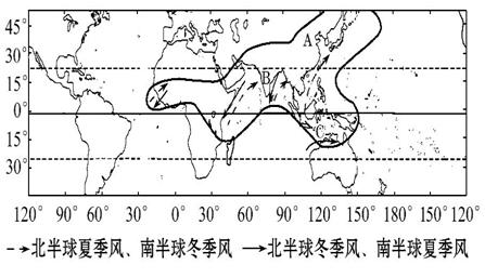 读世界季风明显地区地理分布图