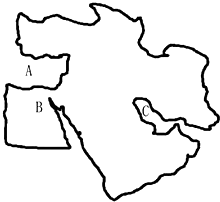 读中东地区图回答11