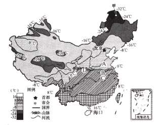 (厦门中考 读"我国一月平均气温分布图,完成下列各.