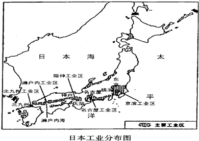 读下面的日本工业分布图,回答问题