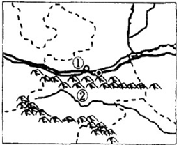 ②兩地之間的山脈是秦嶺,該山脈以北是肥沃的關中平原,以南是漢水谷地