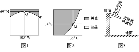 和圖 表示同一時刻地球上兩區域晝夜分佈情況,讀圖完成下列問題.