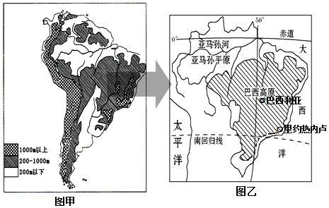 巴西地形图手绘简图图片