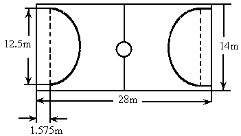 篮球场是一个长为28m,宽为14m的长方形,它的三分线是一个近似于半圆的