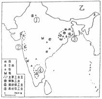 读"印度矿产和农作物分布图,回答(1②是印度的棉纺织工业中心,该地