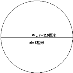 画一个直径是5cm的圆,并用字母标出它的圆心和半径