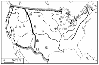 (2011 年廣東湛江 讀美國地形簡圖 - 18) ,回答 ～ 題