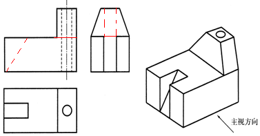 如圖是某工件的立體圖和三視圖補全三視圖中遺漏的圖線