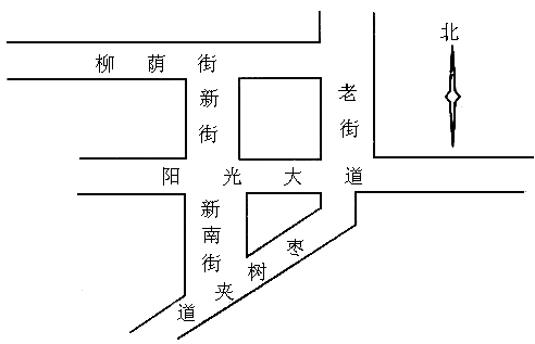 看街道图,回答问题.