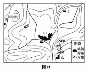 (2分) (3)當地擬修建一座水庫,其水壩壩頂的海拔為500米,水庫壩址有a