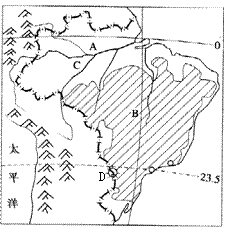 图7是"巴西地形分布简图,读图完成1-3题.