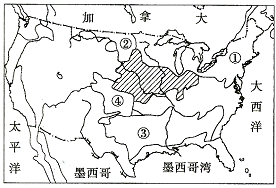 讀美國農業分佈圖,回答26-27題.