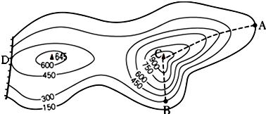 读某地等高线地形图,完成:下列说法正确的是)