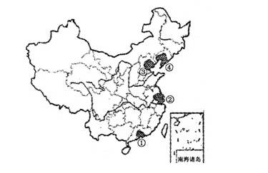 讀我國四大工業基地分佈圖,回答以下小題.