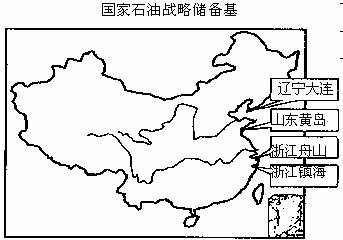 (3)根据资料和图表说出我国石油战略储备基地的地理位置的分布特征