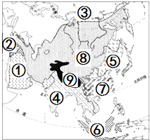 亚洲气候分布空白图图片