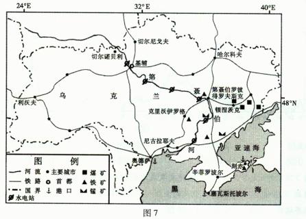 读乌克兰地区图(图7)及相关资料,回答下列问题.