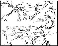 亚洲地形河流手绘简图图片