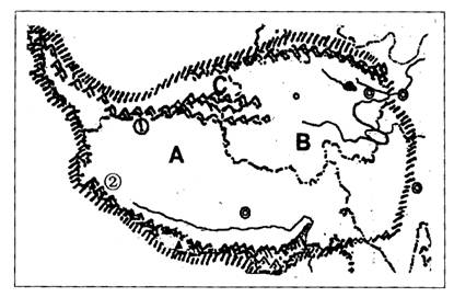 读青藏地区示意图,完成下列问题