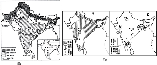 材料一,印度地形图(图1)