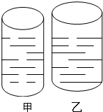 要比较后来甲乙两个容器中的水面高度,只要比较两个圆柱形容器中上升