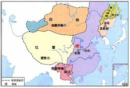 (1)请写出唐朝后期三个主要少数民族