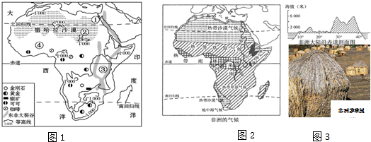 讀非洲圖(圖1,圖2,圖3),完成下列問題.