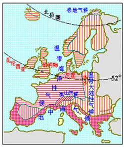 欧洲气候分布图 简图图片