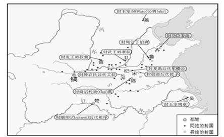 读图一《西周分封示意图》,从中得出的信息正确的是( )